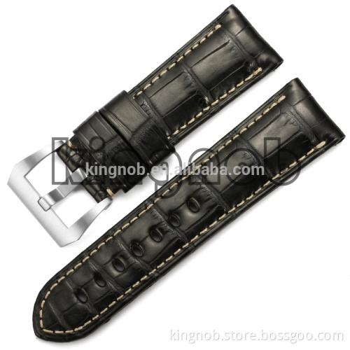 24mm Genuine Real Alligator Wrist Watch Band Pre-v Bukcle